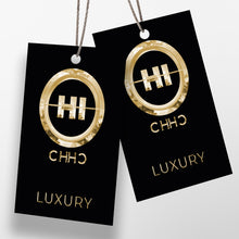 Load image into Gallery viewer, Luxury Custom Hang Tags | Clothing Swing Tags | Hanging Tag | Paper Tags | Clothing Tags | Paper Card stock| Embossed Foil Tags
