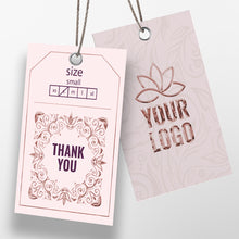 Load image into Gallery viewer, Luxury Custom Hang Tags | Clothing Swing Tags | Hanging Tag | Paper Tags | Clothing Tags | Paper Card stock| Embossed Foil Tags
