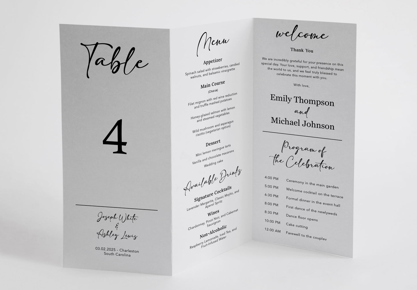 Trifold Wedding Program | Timeline Wedding