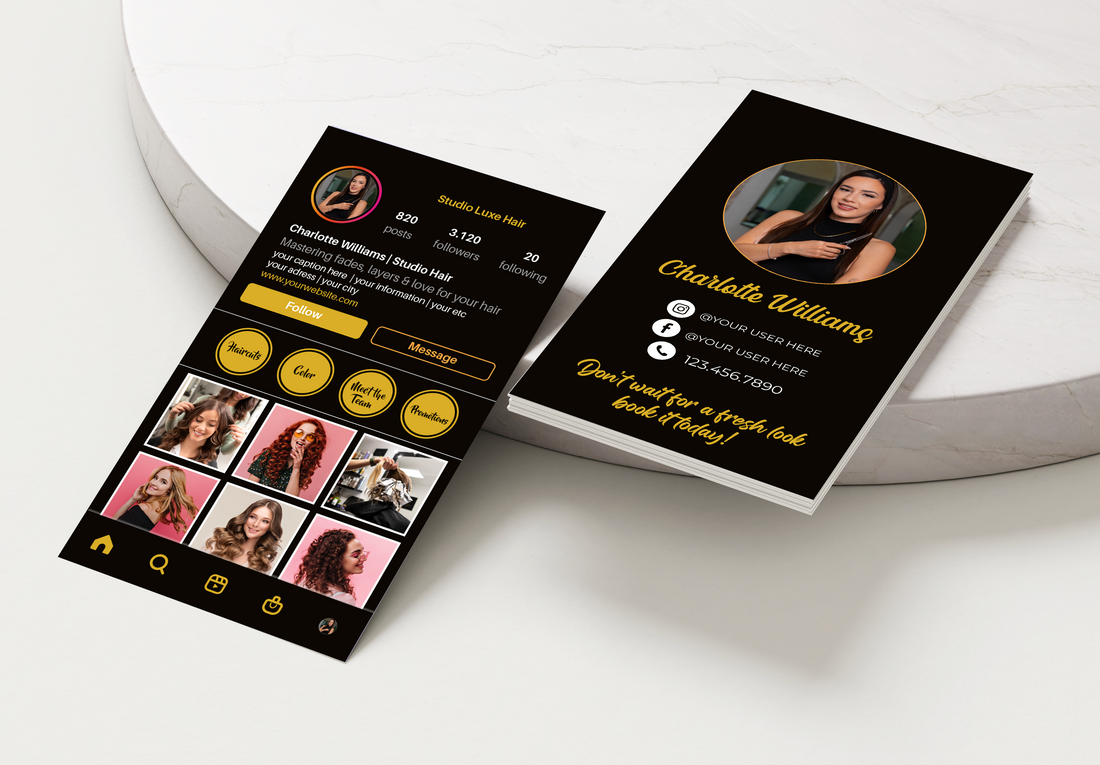 Printed Hair Stylist IG Business Cards