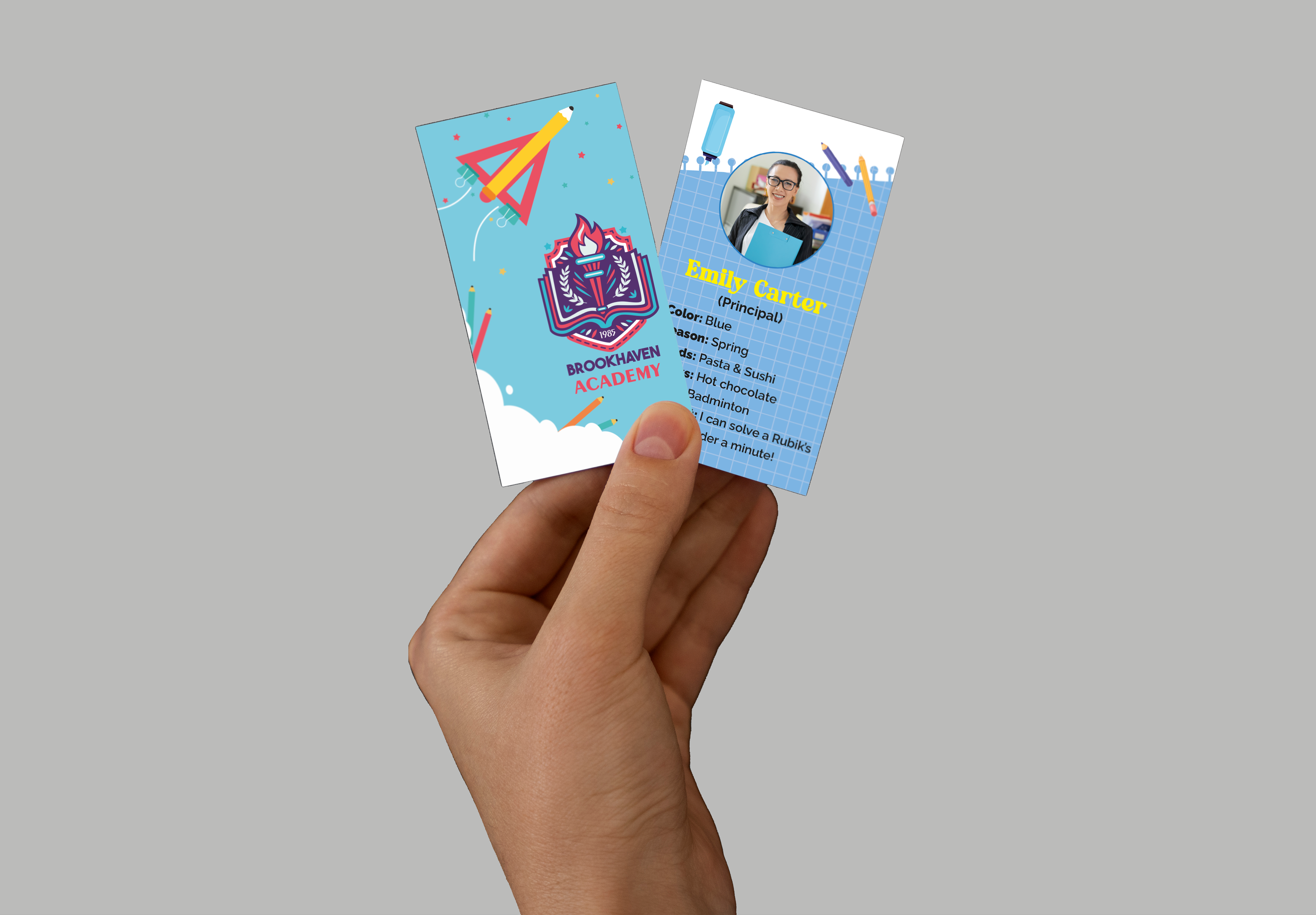 School Custom Team Introduction Cards
