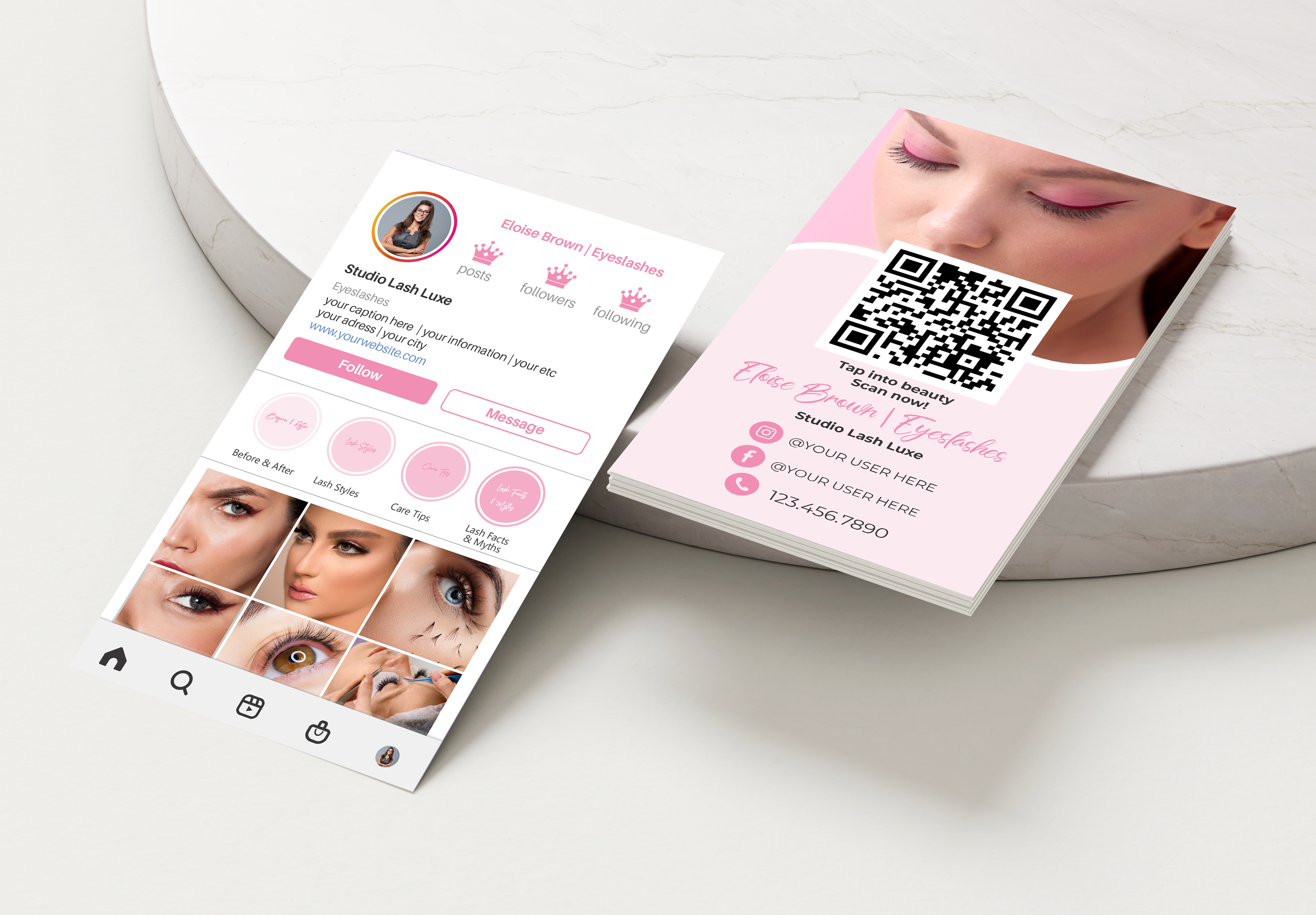 Printed Lash IG Business Cards