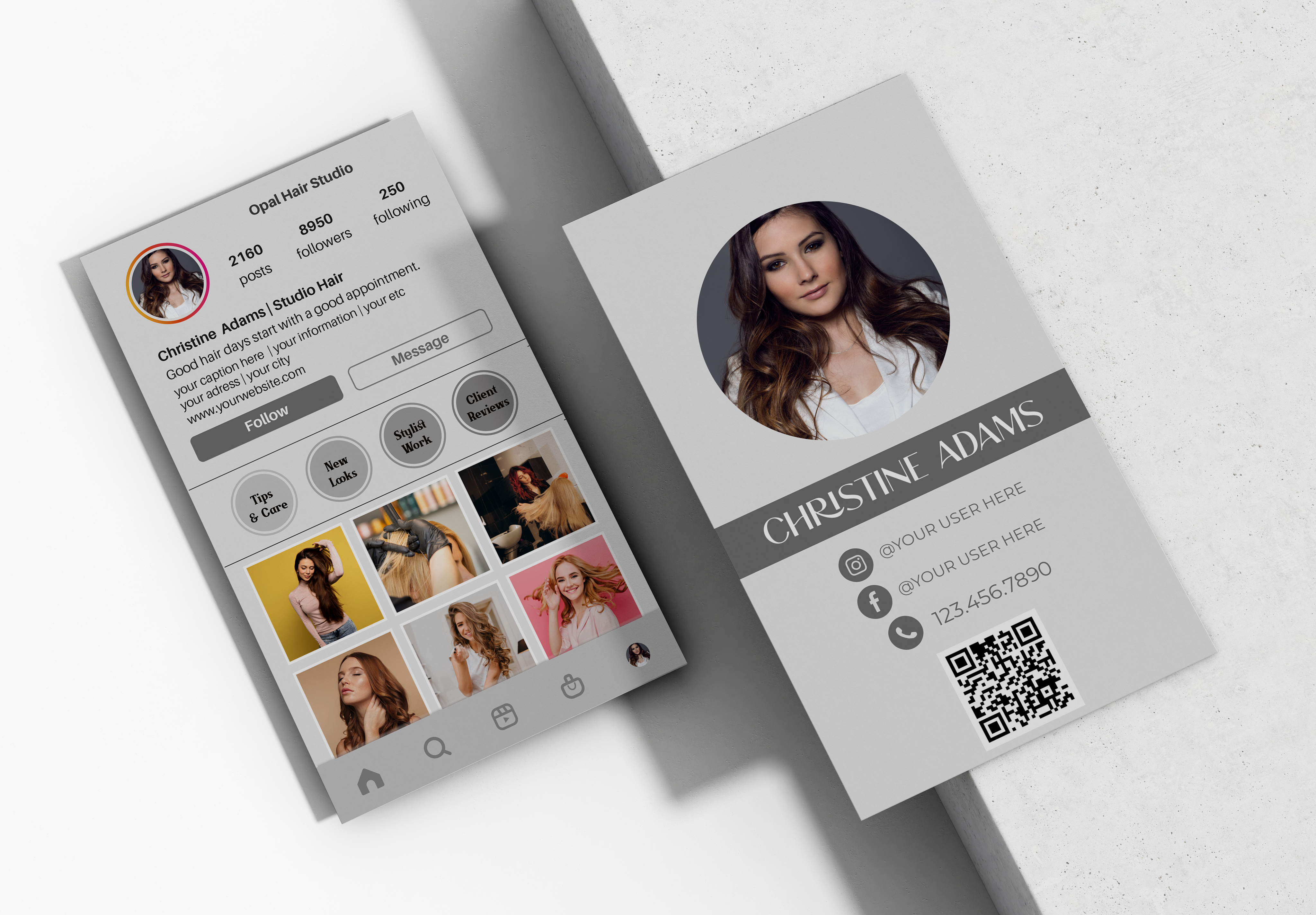 Printed Hair Stylist IG Business Cards