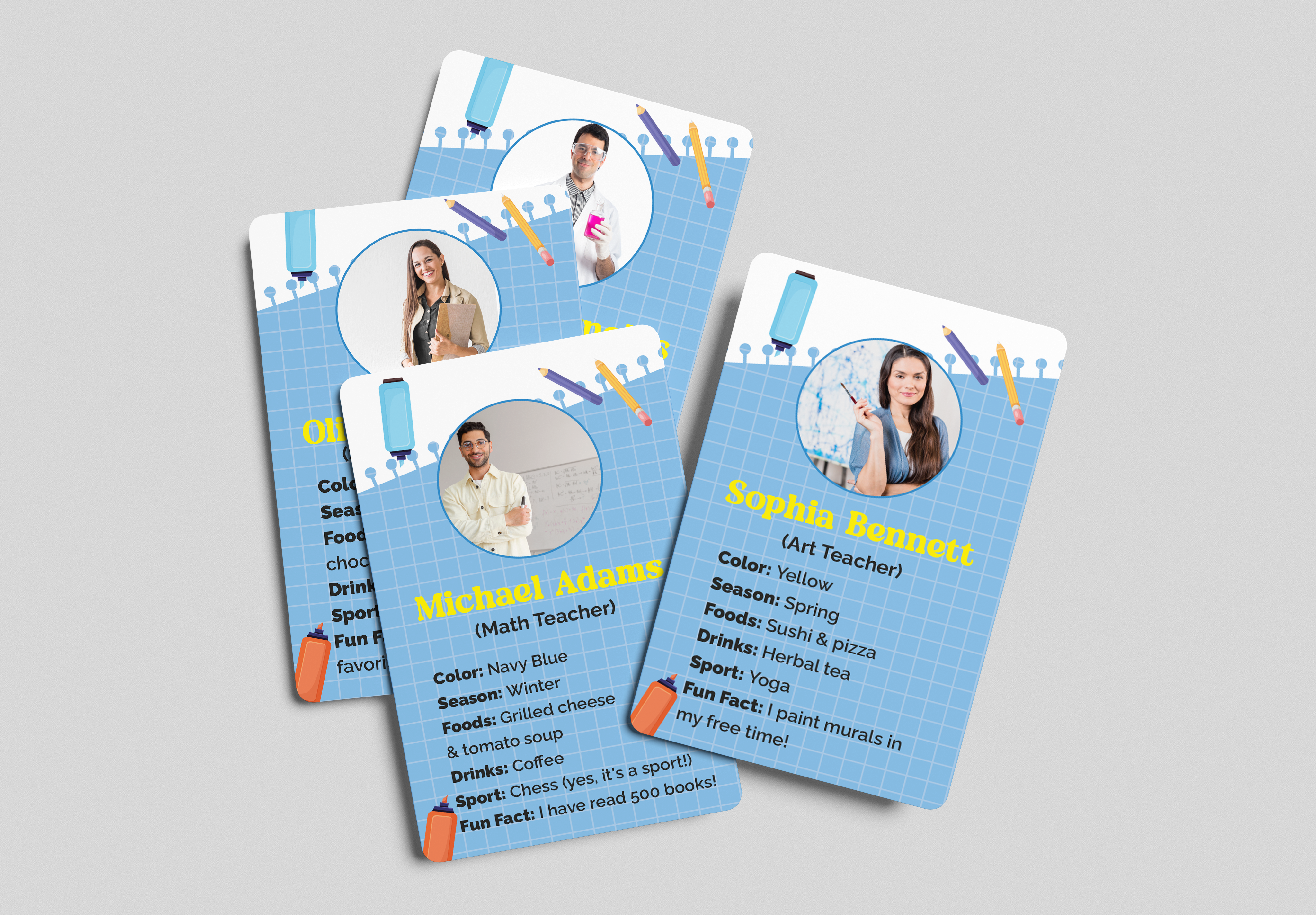 School Custom Team Introduction Cards