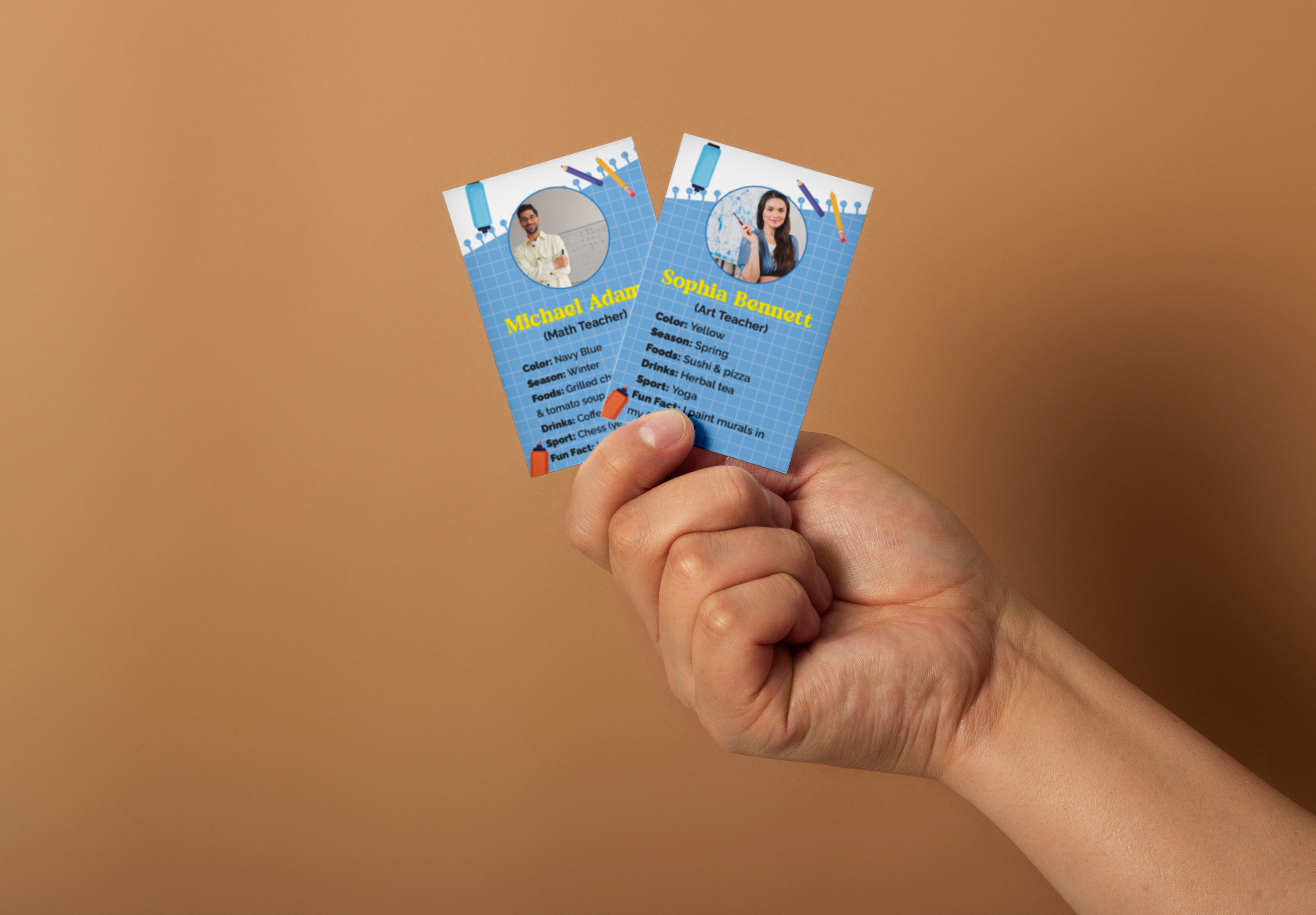 School Custom Team Introduction Cards