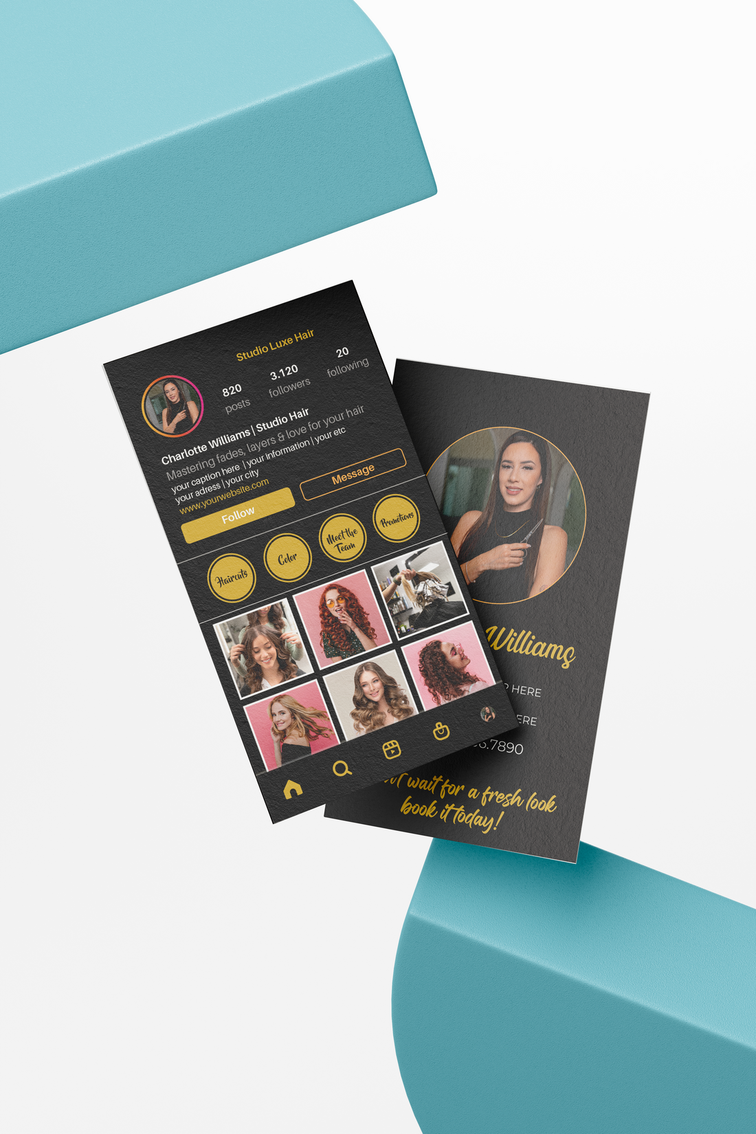 Printed Hair Stylist IG Business Cards