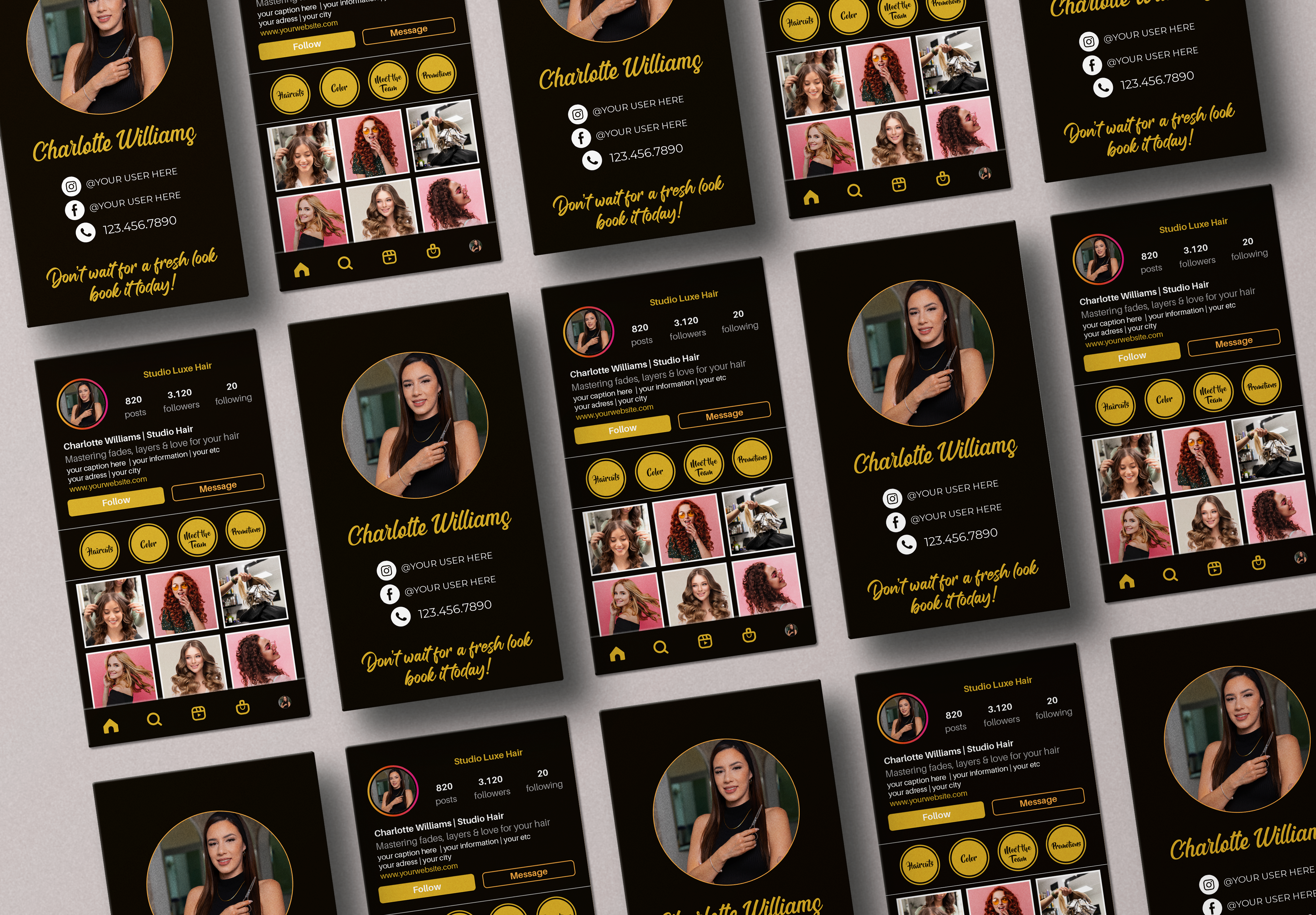 Printed Hair Stylist IG Business Cards