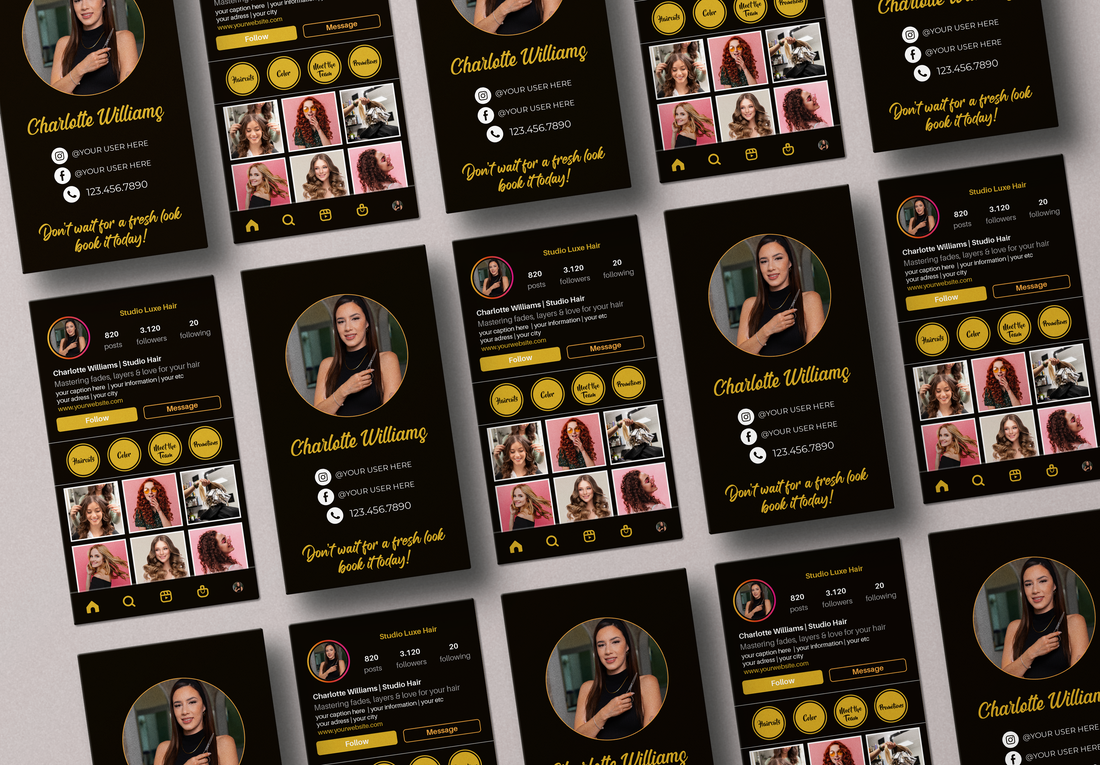 Printed Hair Stylist IG Business Cards