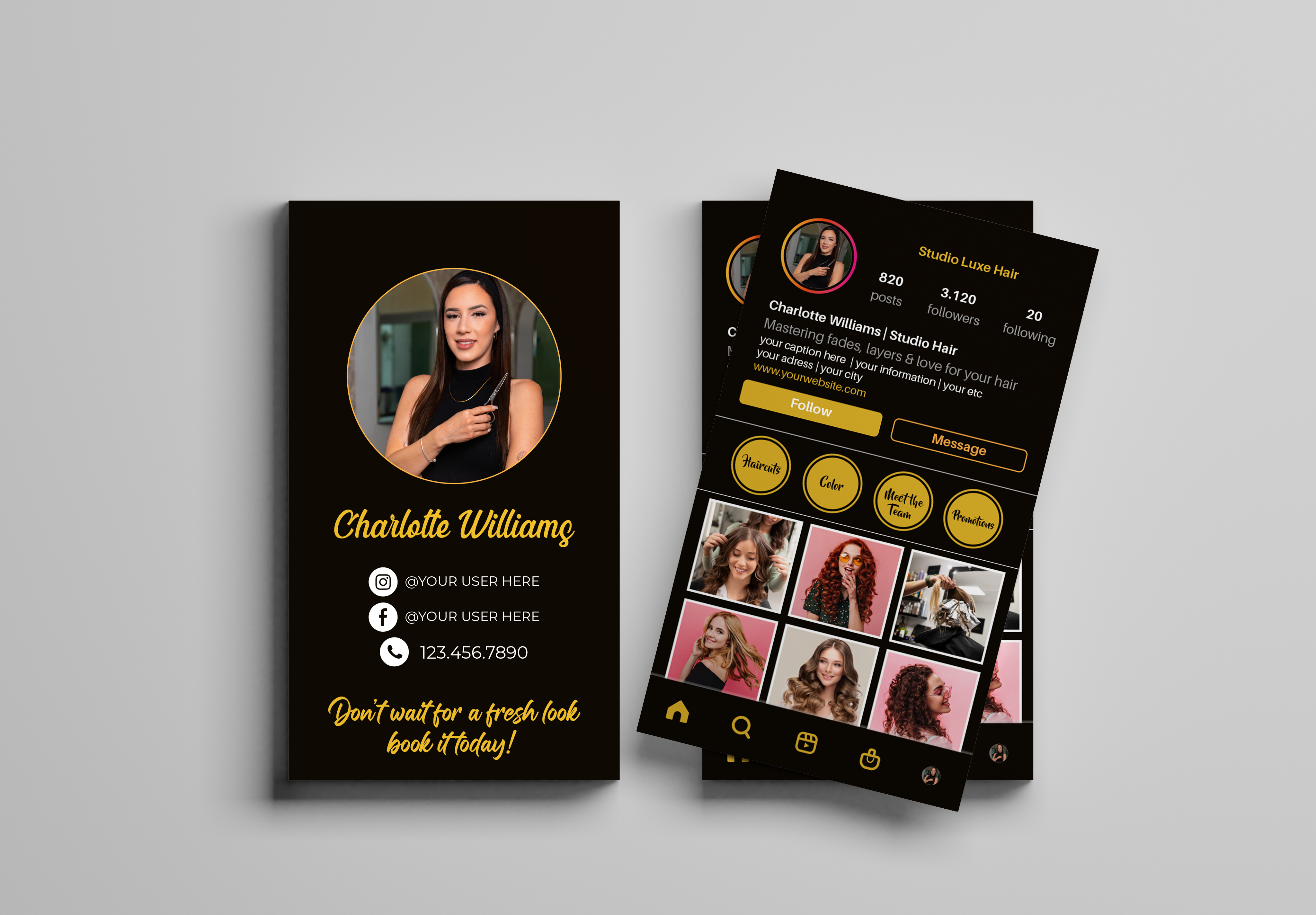 Printed Hair Stylist IG Business Cards