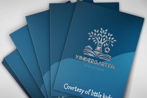 School Custom Presentation Folders With Embossed Foil,  9x12, with pockets, Marketing For School, School Pocket Folders