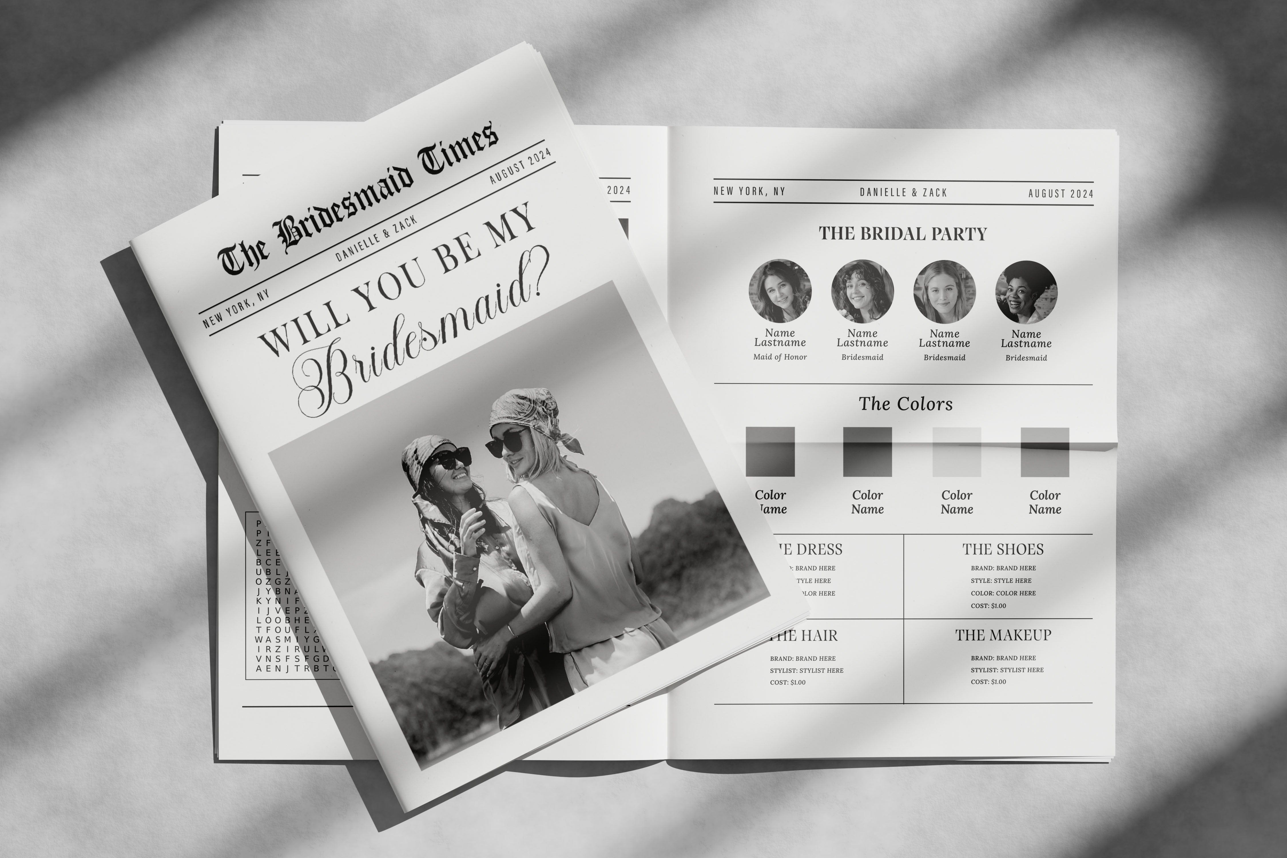 Bridesmaid Proposal Newspaper