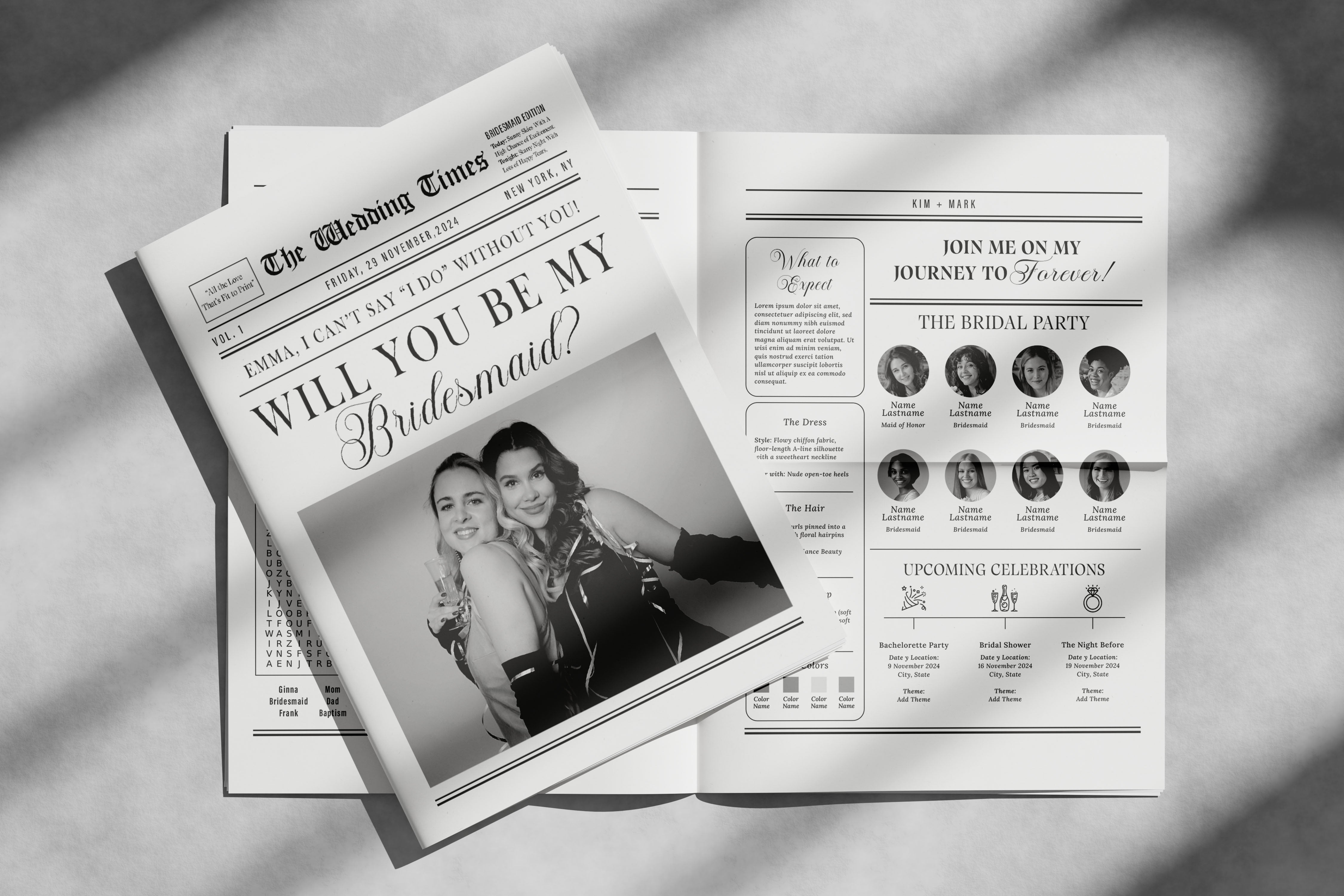 Bridesmaid Proposal Newspaper