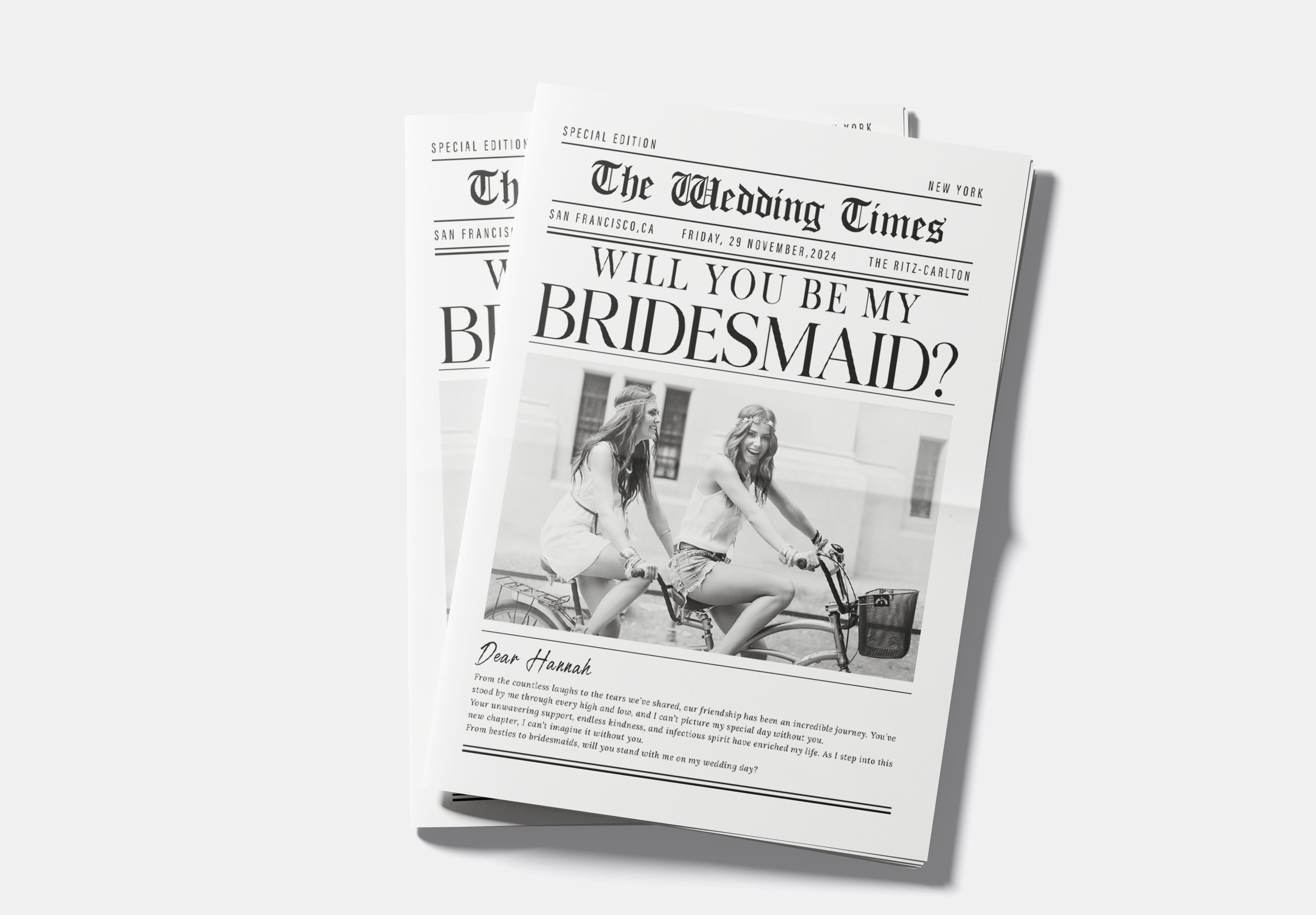 Bridesmaid Proposal Newspaper