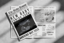 Load image into Gallery viewer, Printed Folded New Baby Announcement Newspaper
